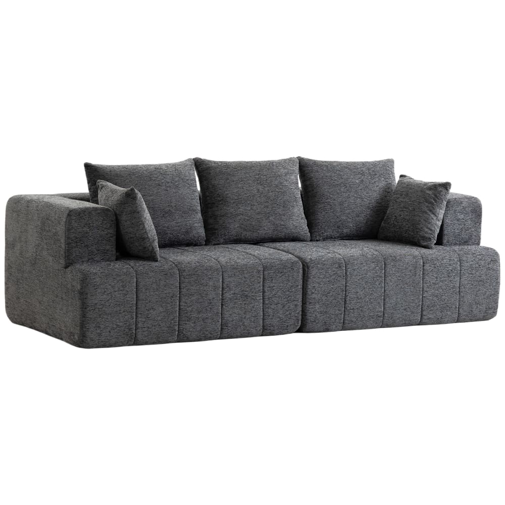Canapé trois places assise épaisse larges chenille compressé gris Canapé trois places assise épaisse larges chenille compressé gris