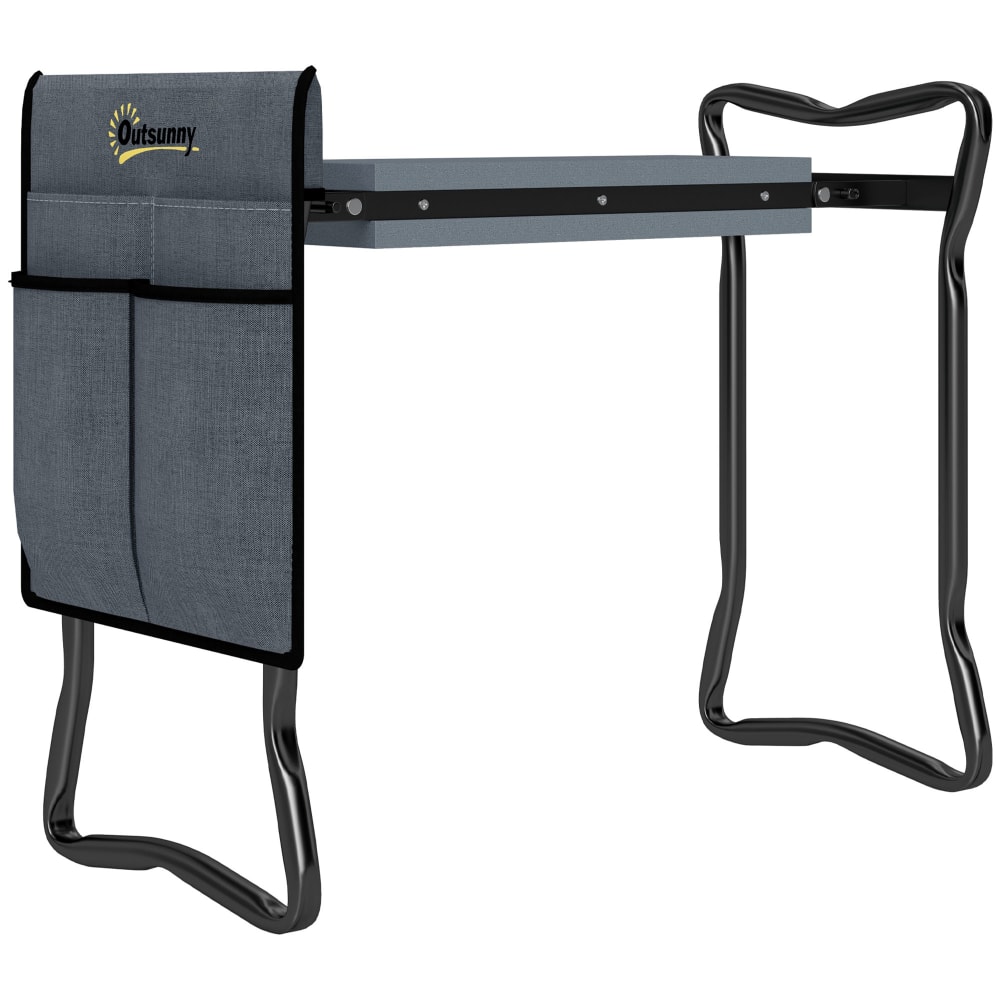 Tabouret de jardin pliable 2 en 1 avec coussin en mousse eva gris