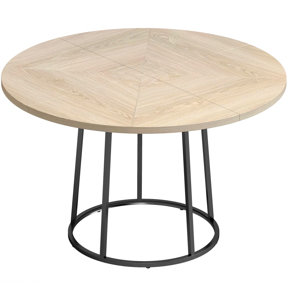Table à manger ronde base conique métal bois naturel Table à manger ronde base conique métal bois naturel