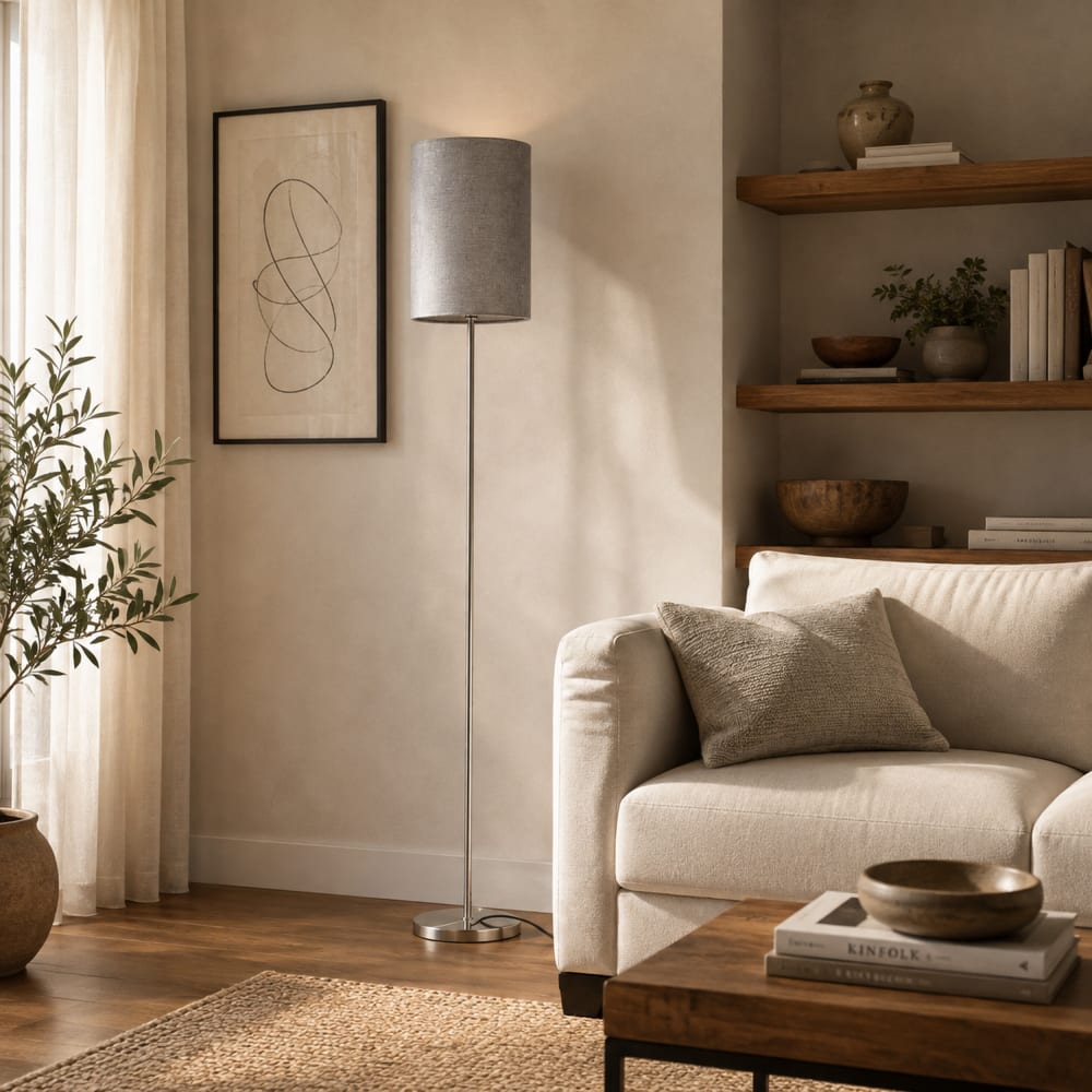 Lampadaire en polyester et acier gris 30x30x160 cm — vue 3