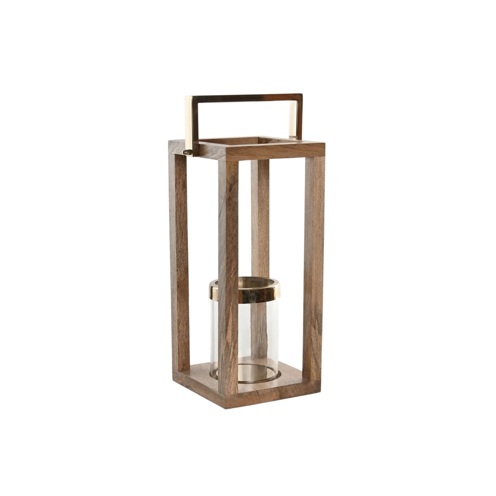 Bougeoir en manguier et acier marron 25x25x54 cm