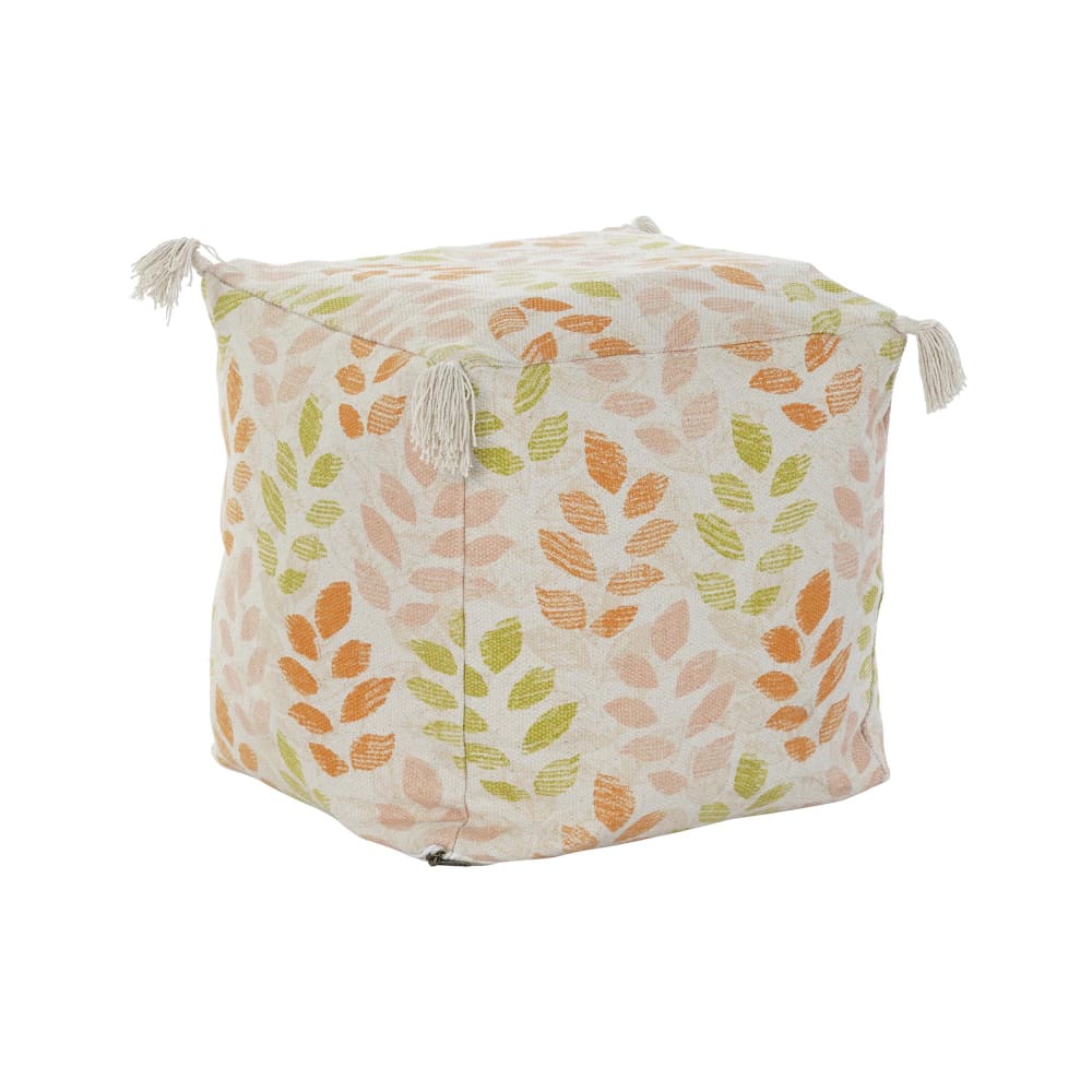 Coussin de sol feuilles en coton multicolore 40x40x40 cm