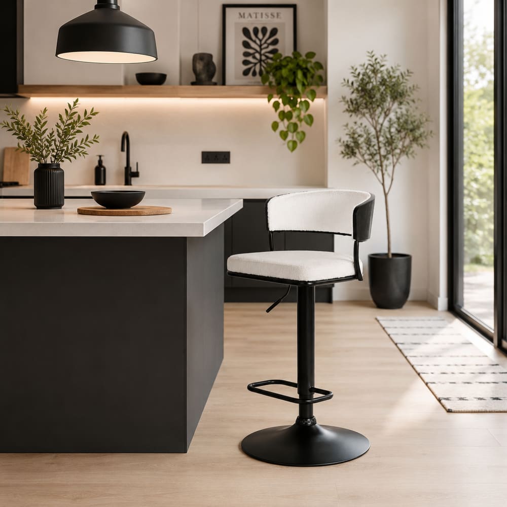 Tabouret en acier et polyester blanc 48x48x83 cm