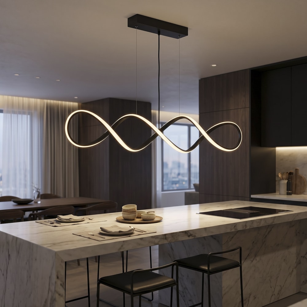 Plafonnier led spirale en aluminium noir 80x20x20 cm — vue 3
