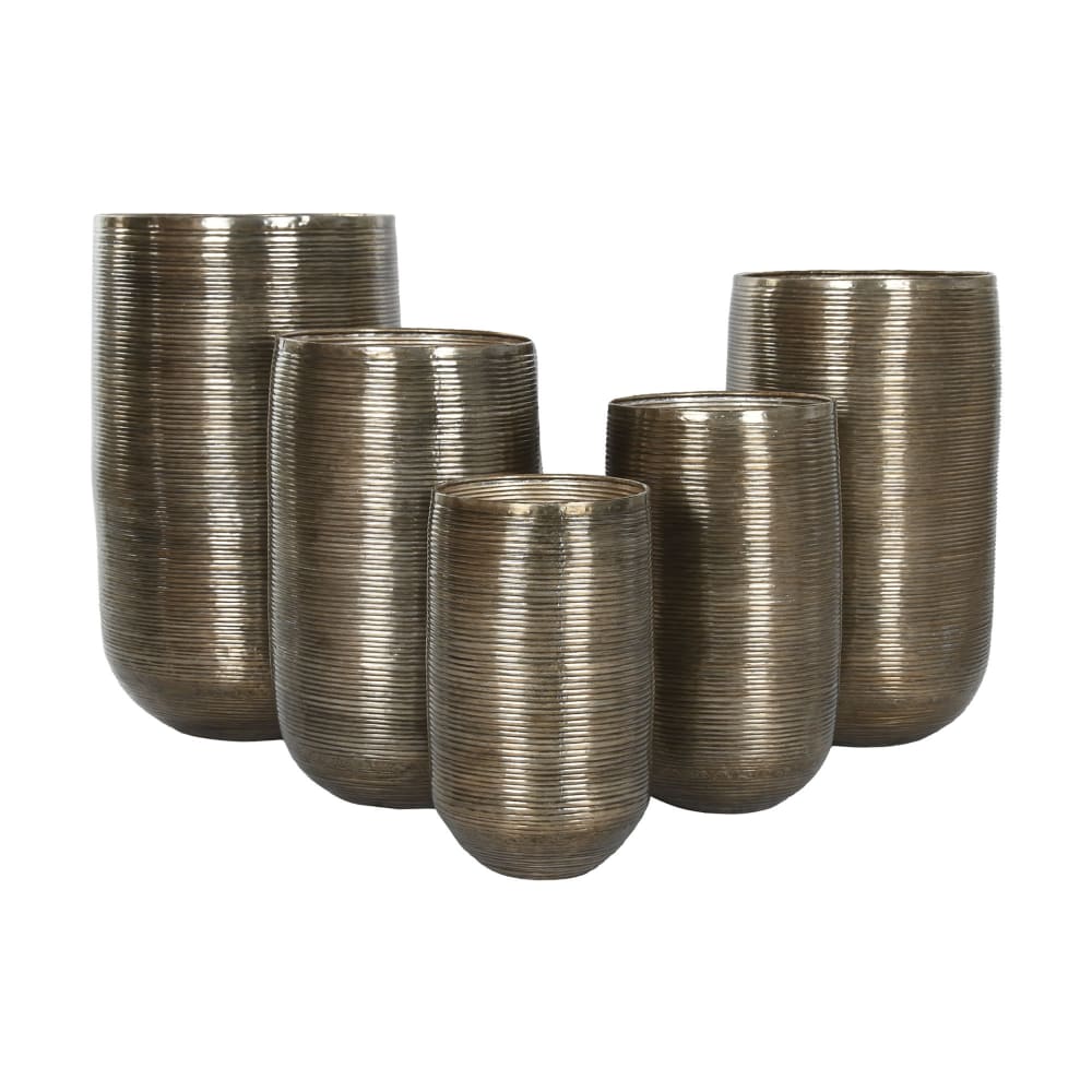 Ensemble de 5 cache pots en aluminium cuivre 51x51x90 cm
