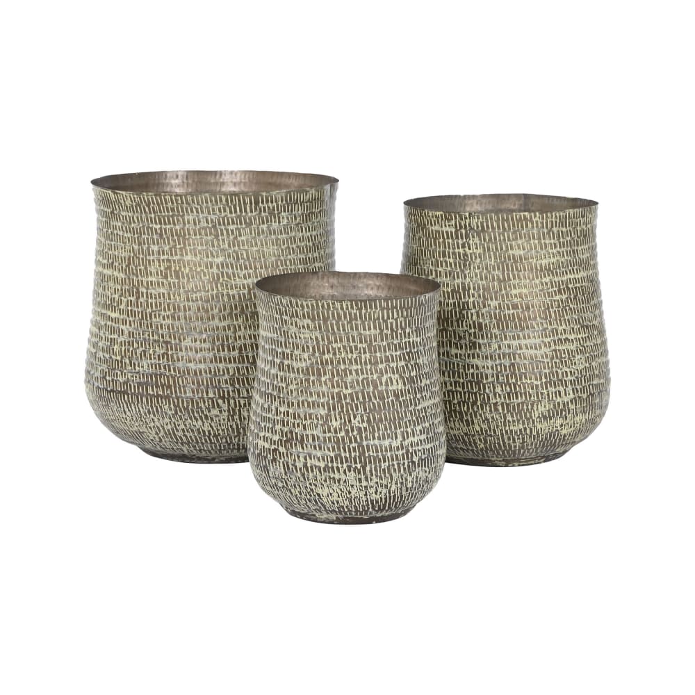 Ensemble de 3 cache pots en aluminium vert 44x44x46 cm