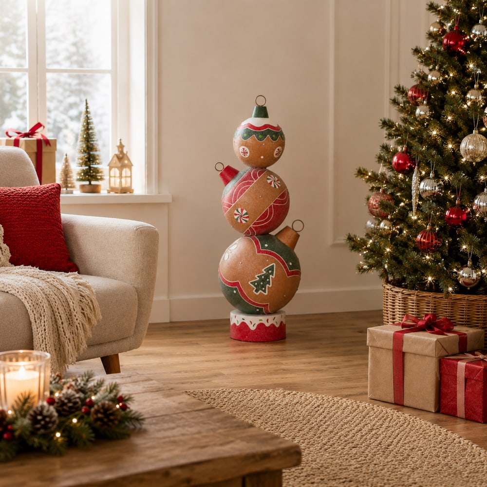 Décoration boule de noël en acier multicolore 33x30x90 cm — vue 3