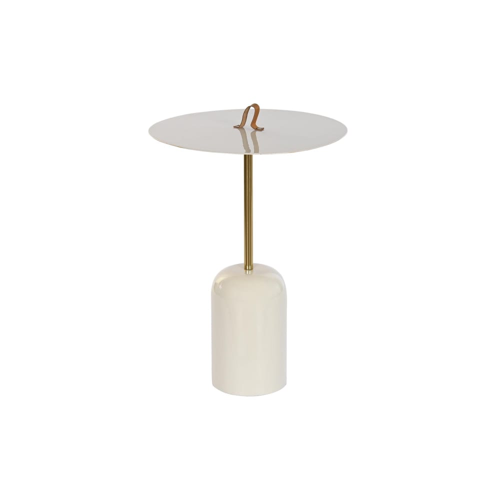 Table d'appoint avec anse en fer et cuir gris 40x40x56 cm