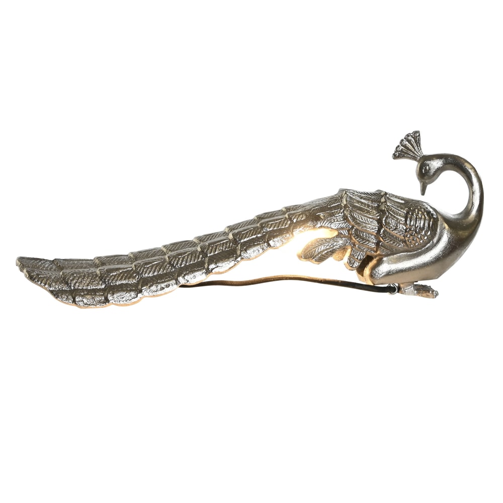 Lampe paon en aluminium doré 50x12x17 cm