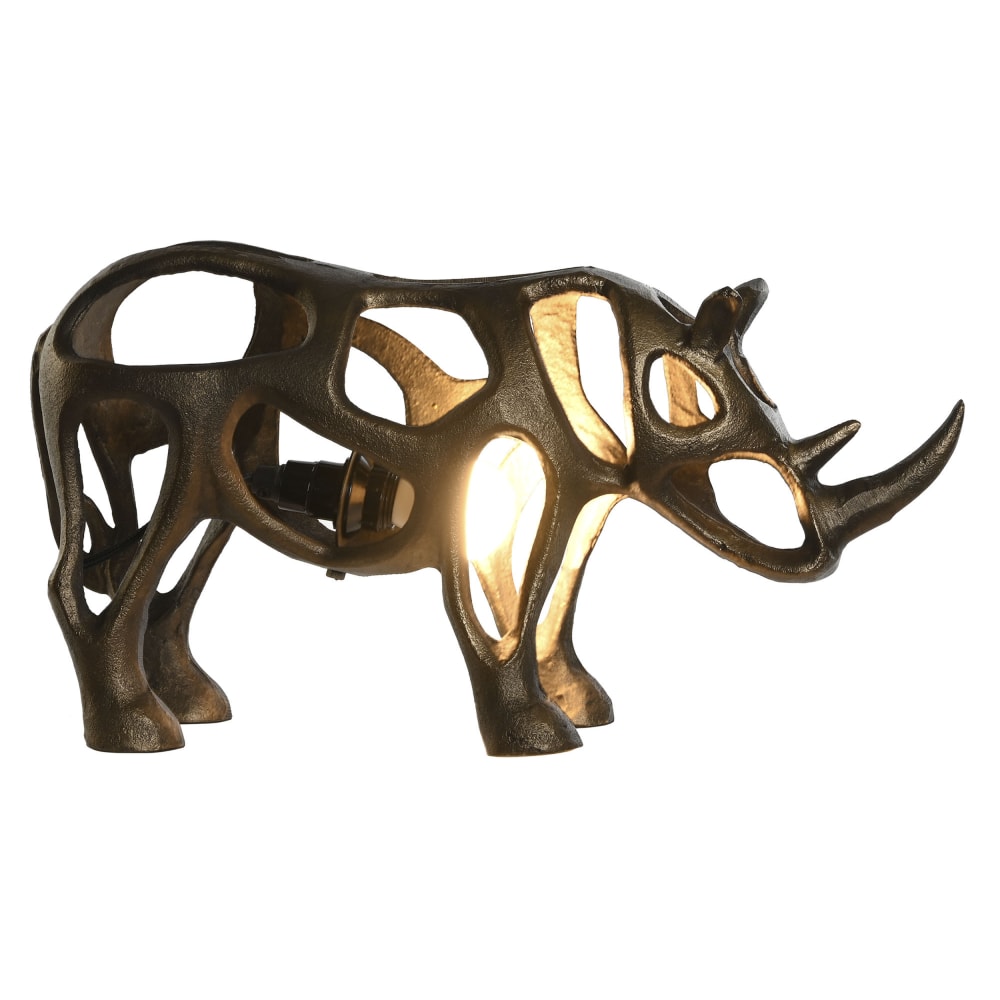 Lampe rhinocéros en aluminium doré 44x11x22 cm