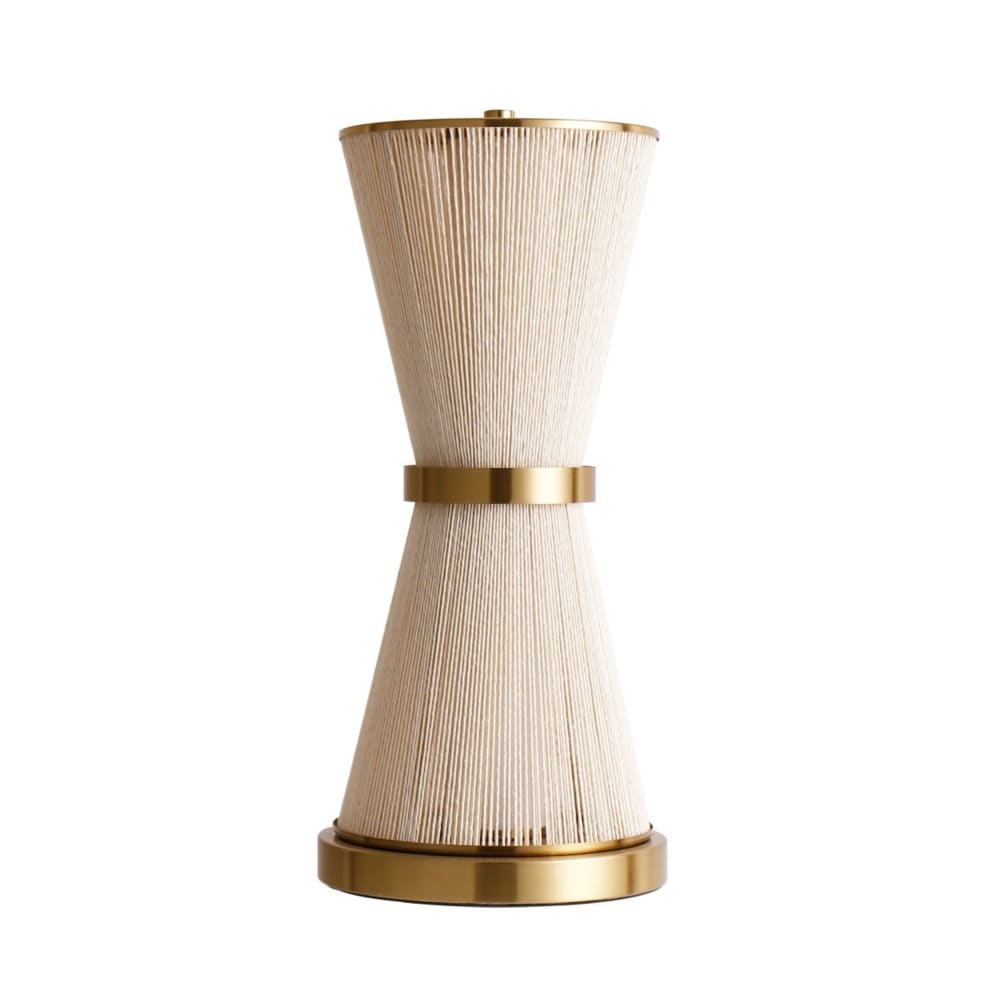 Lampe en coton et acier beige 20x20x43 cm