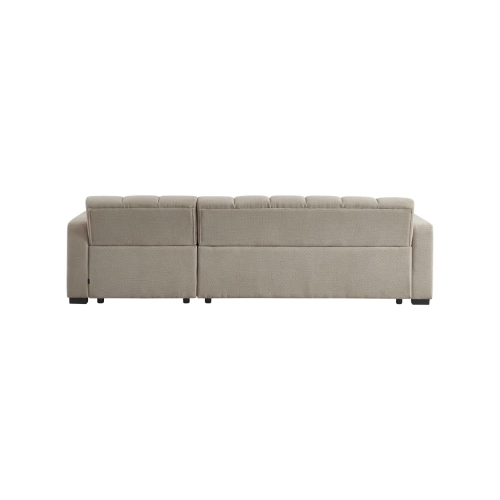 Canapé d'angle réversible tissu capitonné 3 places beige