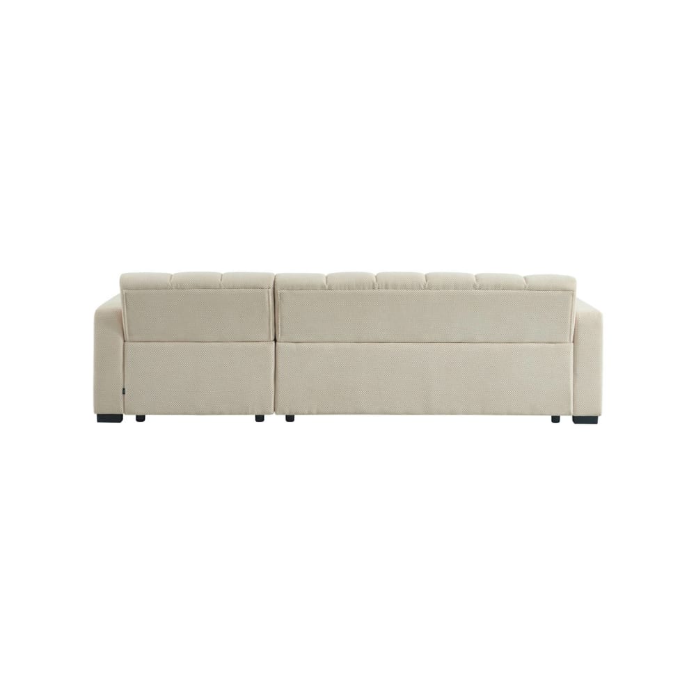 Canapé d'angle réversible tissu capitonné 3 places blanc cassé