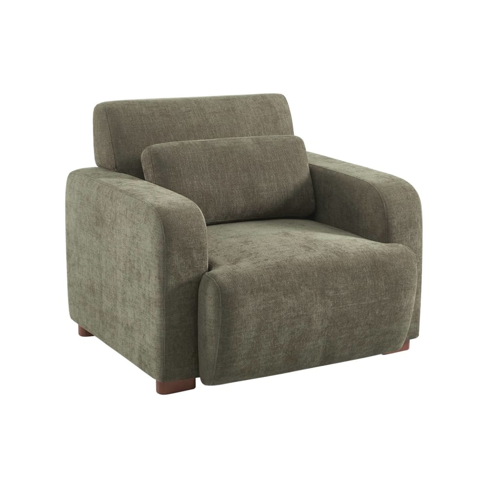 Fauteuil tissu pieds en bois d'hévéa 1 place vert de gris Fauteuil tissu pieds en bois d'hévéa 1 place vert de gris