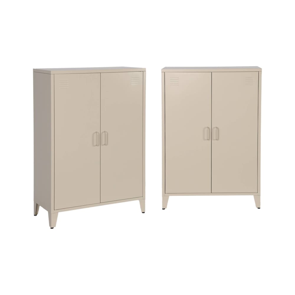 2er-Set Kommoden aus Metall mit 2 Türen beige - Maisons Du Monde