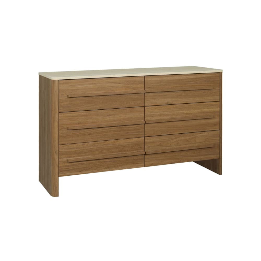 Commode décor bois noyer et effet travertin 6 tiroirs Commode décor bois noyer et effet travertin 6 tiroirs