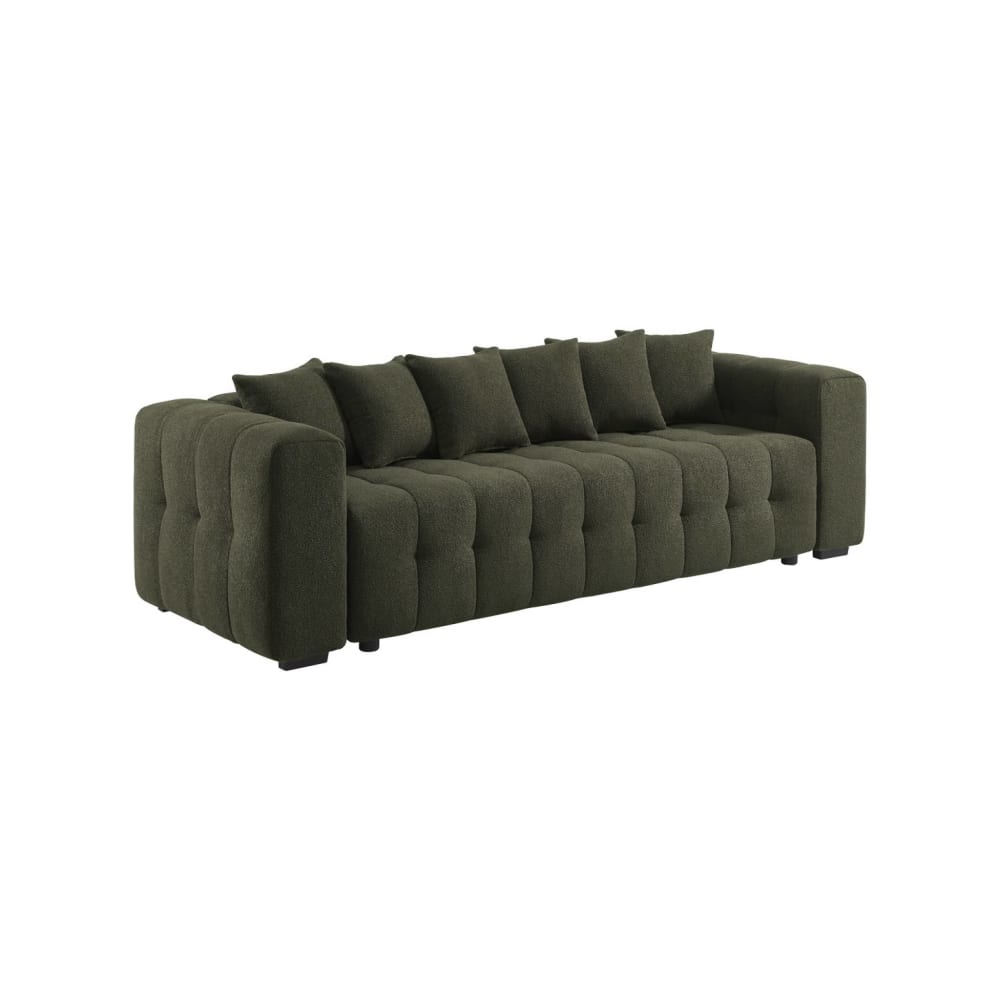 Canapé convertible 3 places bouclette texturée kaki Canapé convertible 3 places bouclette texturée kaki