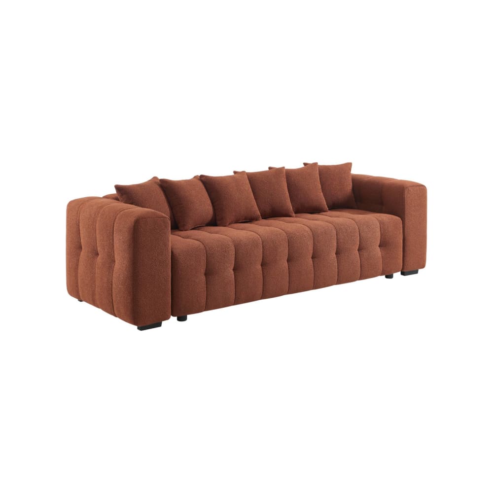 Canapé convertible 3 places bouclette texturée terracotta Canapé convertible 3 places bouclette texturée terracotta