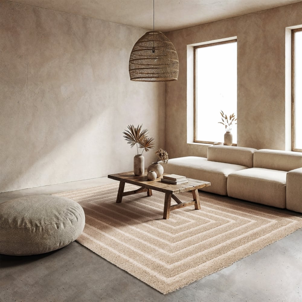 sweeek Teppich für Indoor beige und creme 120x170cm style modern Öko-Tex Zertifikat - Pes - Polyester
