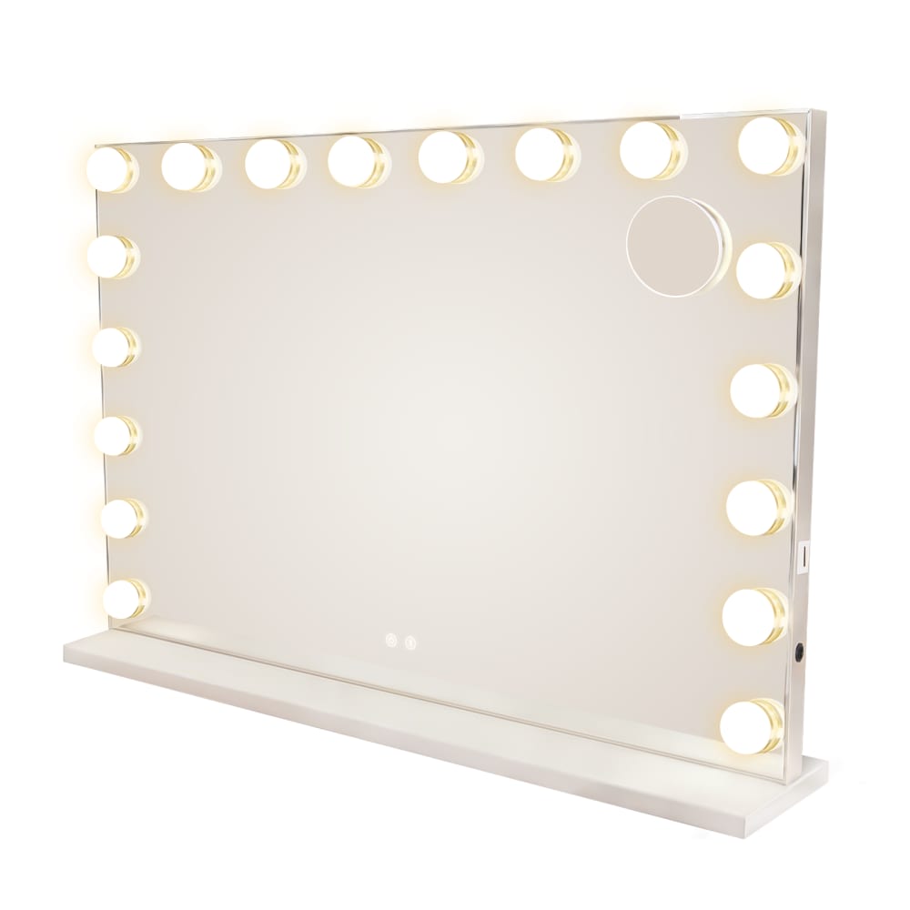 ZMH Tischspiegel mit Beleuchtung glas 80x60cm weiß 17W style modern - -