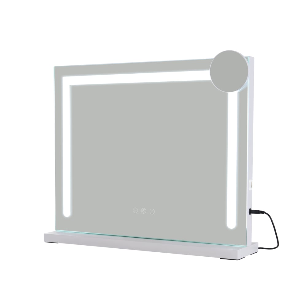 ZMH Tischspiegel mit Beleuchtung glas 70x55cm weiß 17W style modern Mädchen -