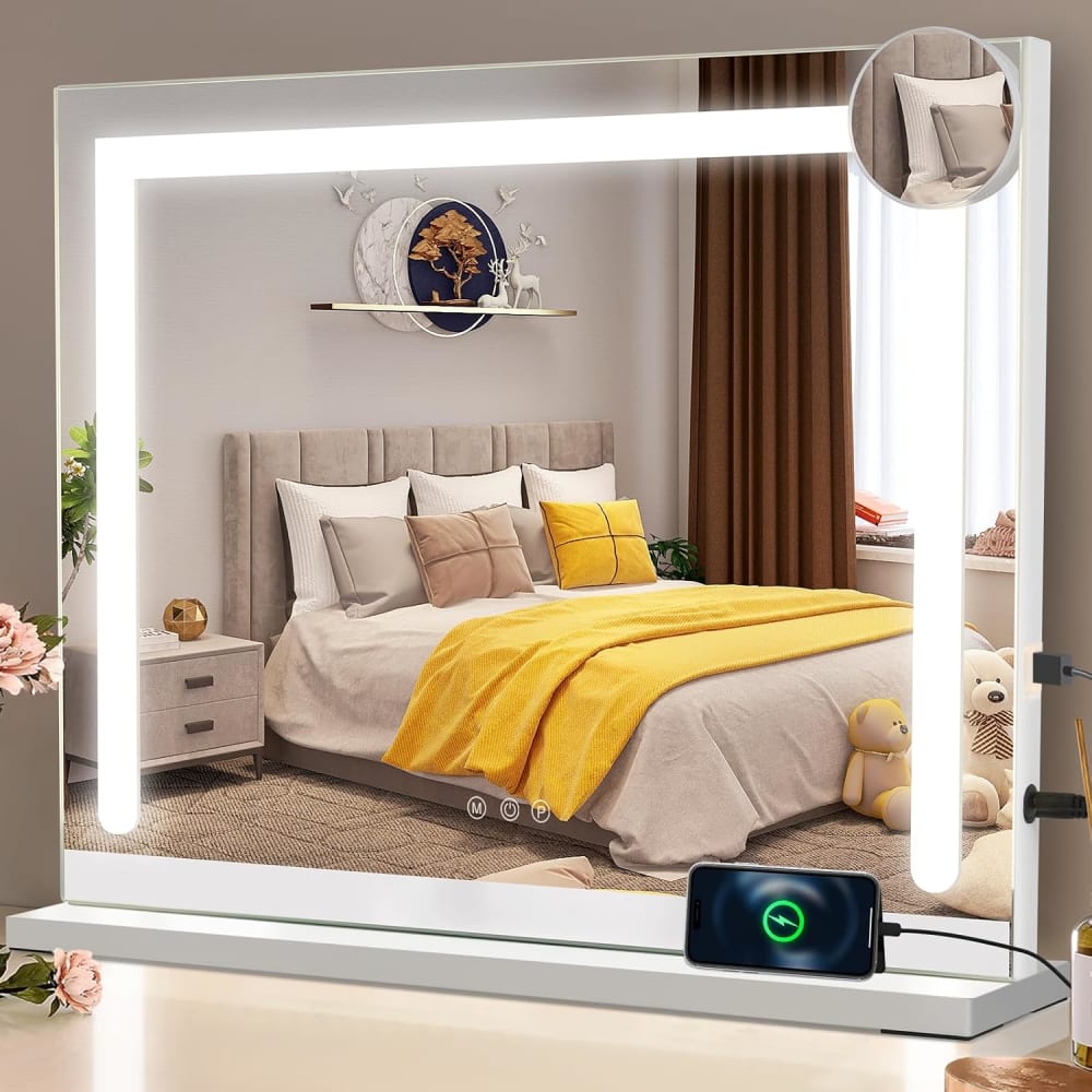 Tischspiegel mit Beleuchtung glas 70x55cm weiß 17W - Maisons Du