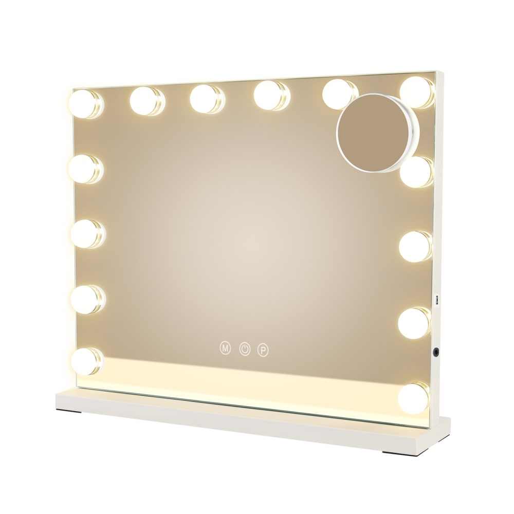 ZMH Tischspiegel mit Beleuchtung glas 50x42cm weiß 14W style modern Mädchen -