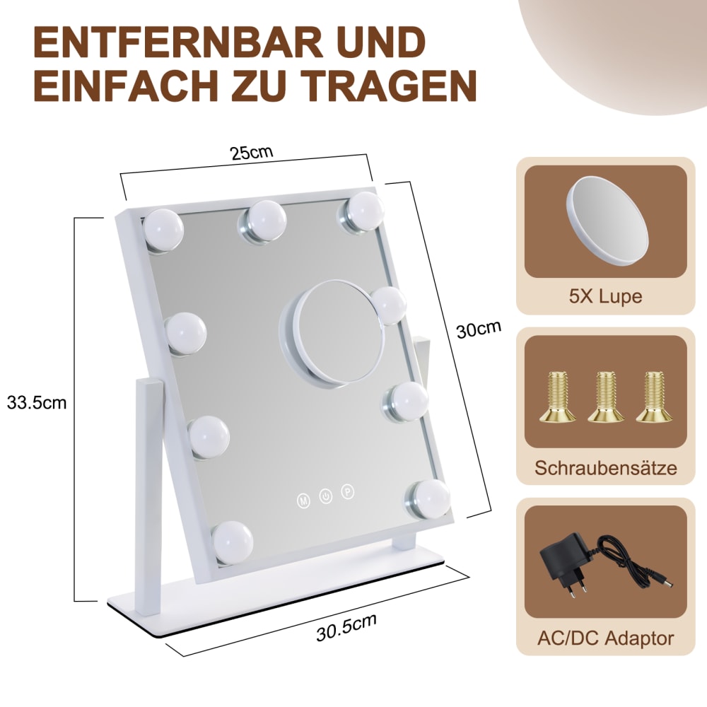 Miroir de maquillage verre blanc 30.5x33.5cm 11w — vue 4