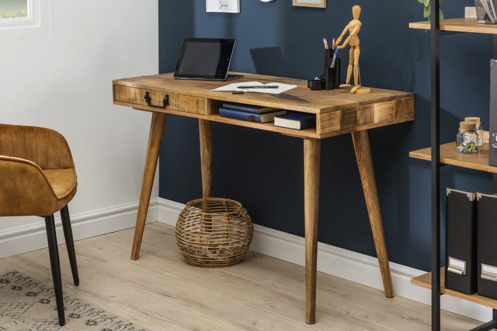 Bureau 1 tiroir, 1 niche en manguier massif 120cm