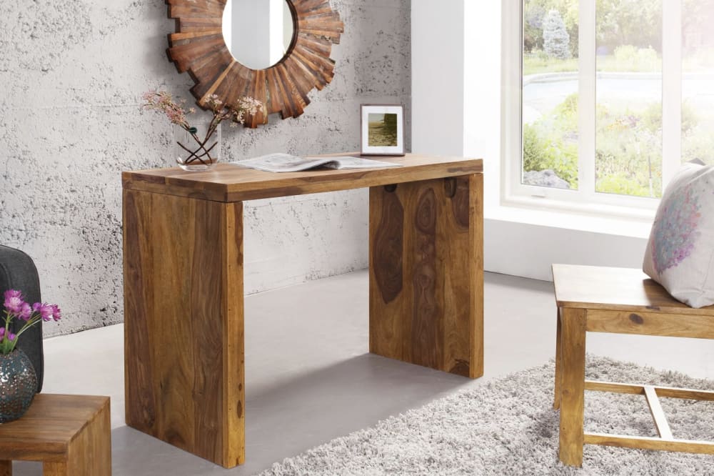 Bureau en sheesham massif marron bois 100cm