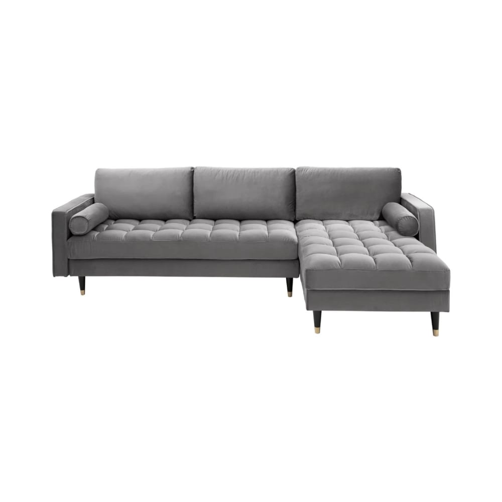 Canapé d'angle 4 places en velours de polyester gris Canapé d'angle 4 places en velours de polyester gris