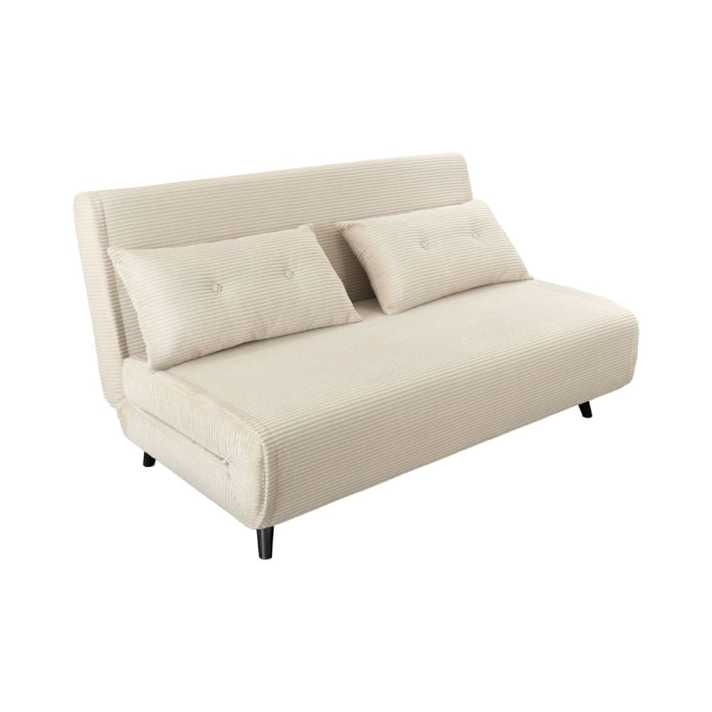 Canapé droit convertible 2 places en polyester blanc beige