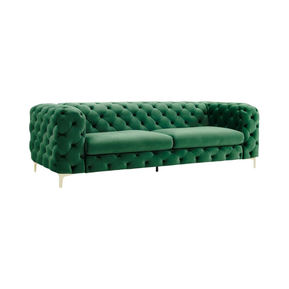 Canapé droit 3 places en velours de polyester vert émeraude