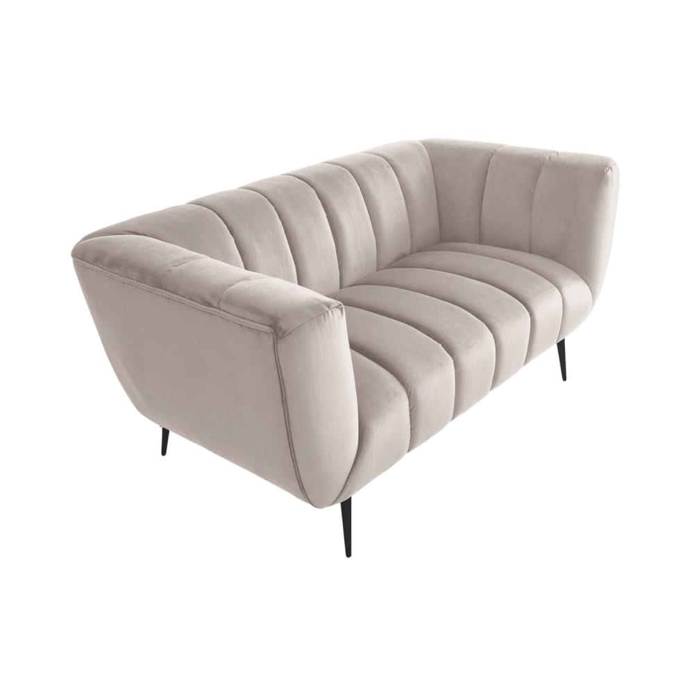 Canapé droit 2 places en velours de polyester champagne Canapé droit 2 places en velours de polyester champagne