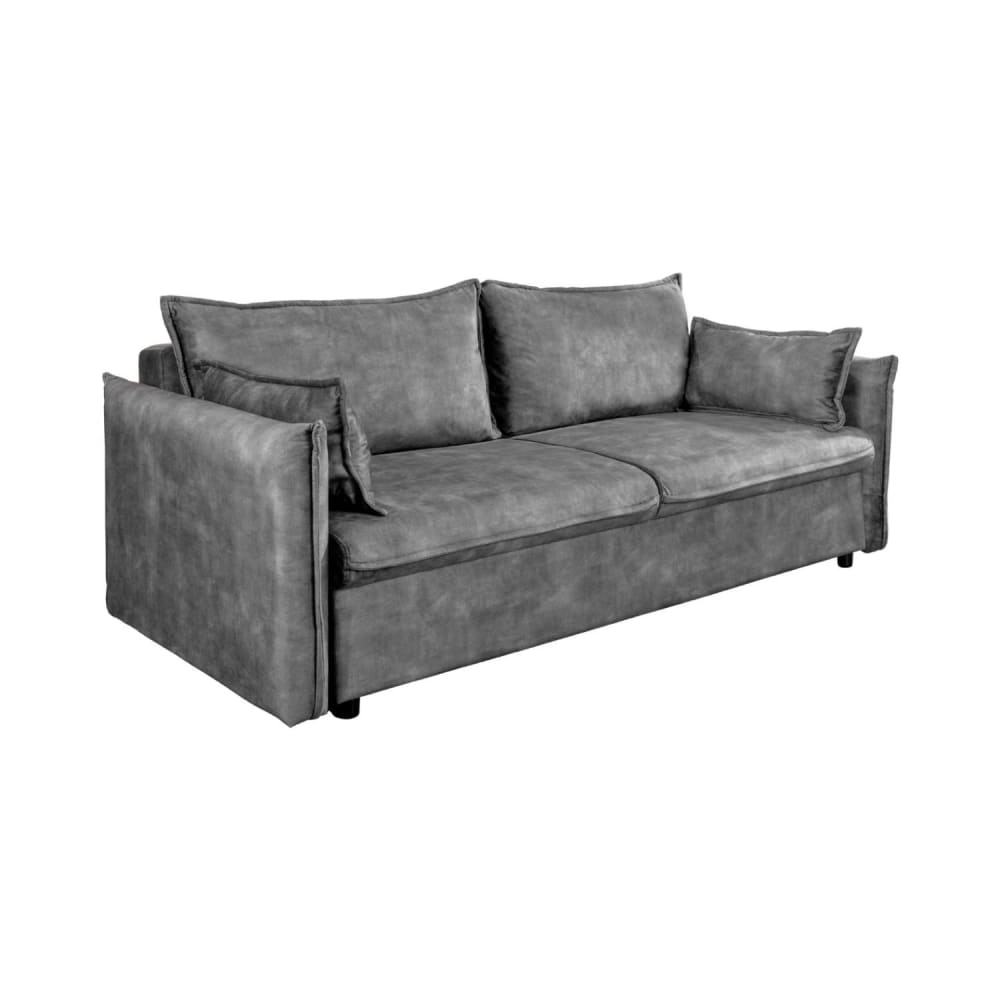 Canapé droit convertible 3 places en velours de polyester gris foncé