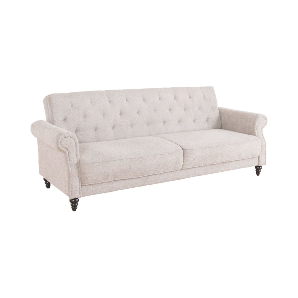 Canapé droit convertible 3 places en tissu en polyester beige