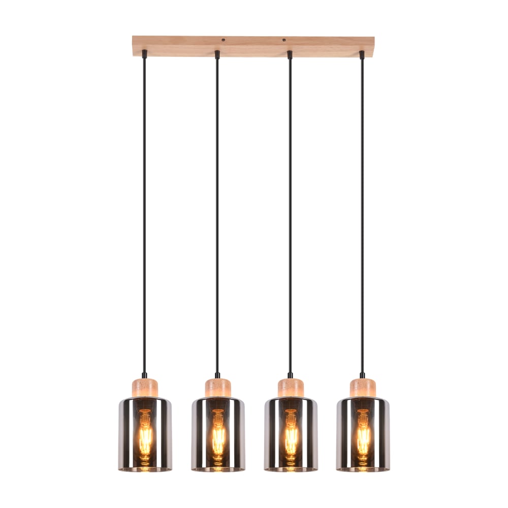 Suspension en verre gris 60x12x146.5cm e27
