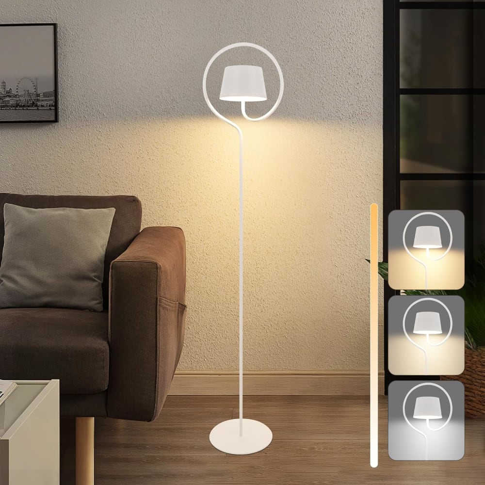 Lampadaire en fer blanc 22.5x20x120cm led