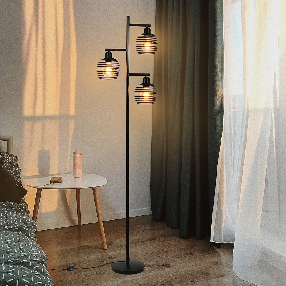 Lampadaire en fer noir 25x37x156cm e27 — vue 3
