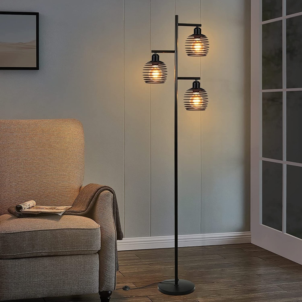 Lampadaire en fer noir 25x37x156cm e27 — vue 4