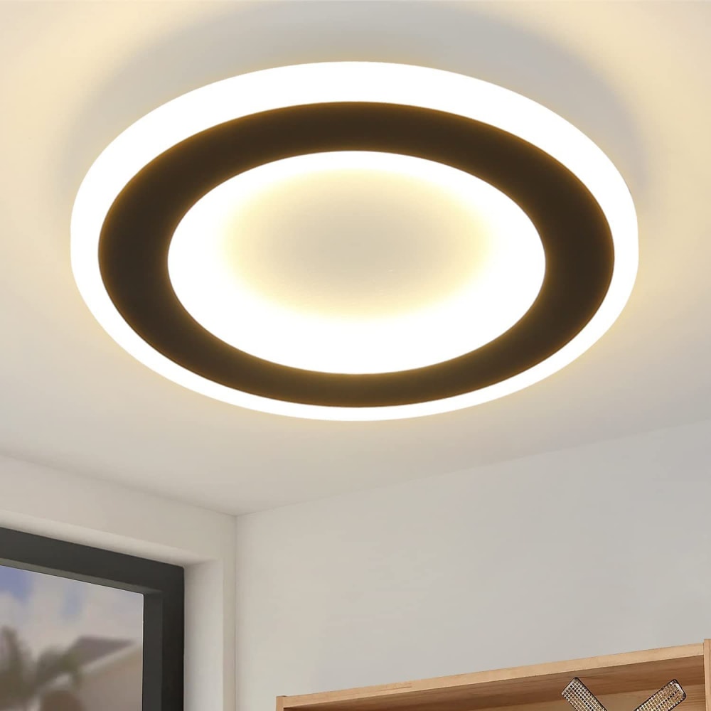 Plafonnier en fer noir 24x24x4cm led 3000k 20w — vue 3