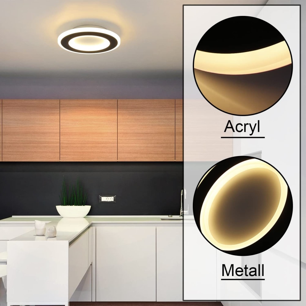Plafonnier en fer noir 24x24x4cm led 3000k 20w — vue 4