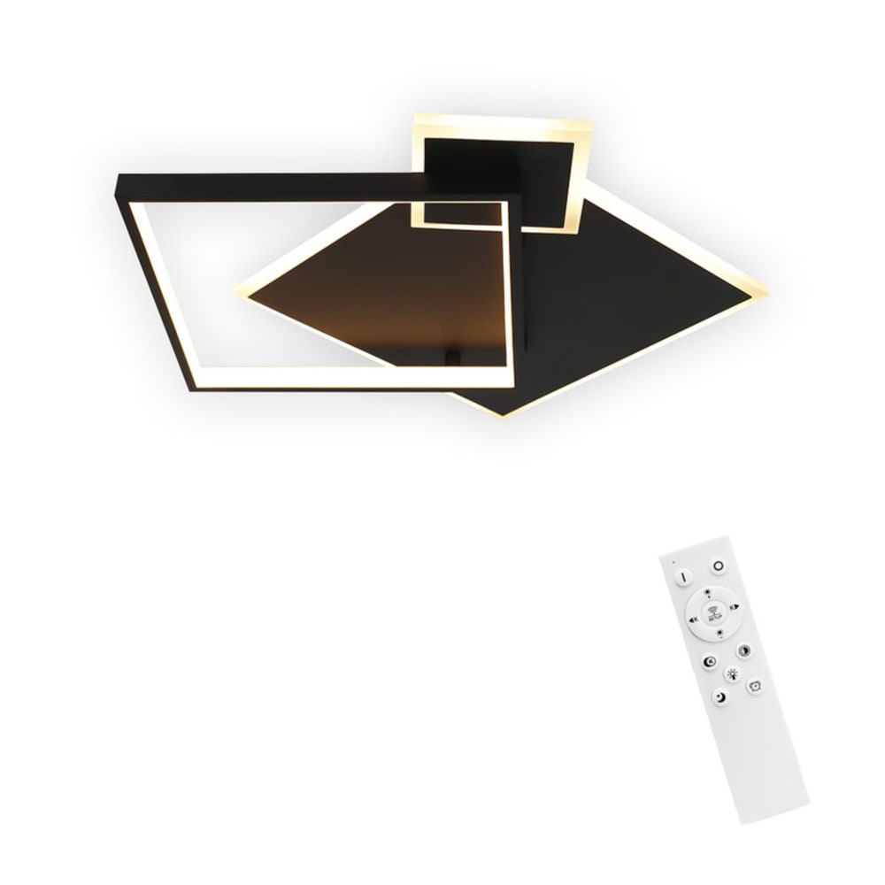 Plafonnier en aluminium noir 45x46x8cm led intensité variable 50w