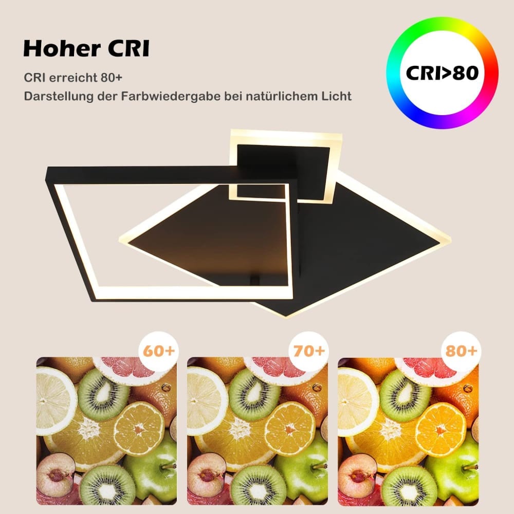 Plafonnier en aluminium noir 45x46x8cm led intensité variable 50w — vue 4