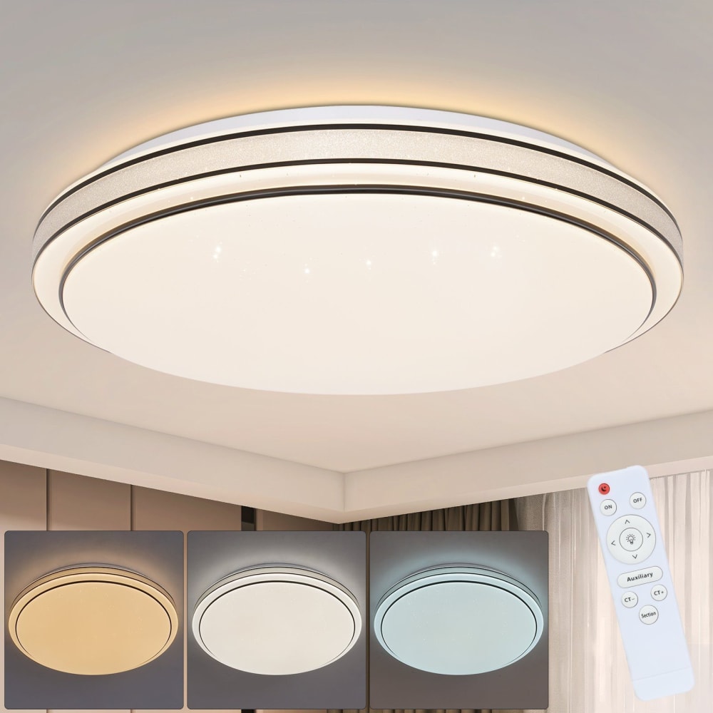 Plafonnier en plastique blanc 27x27x6cm led intensité variable 23w — vue 3