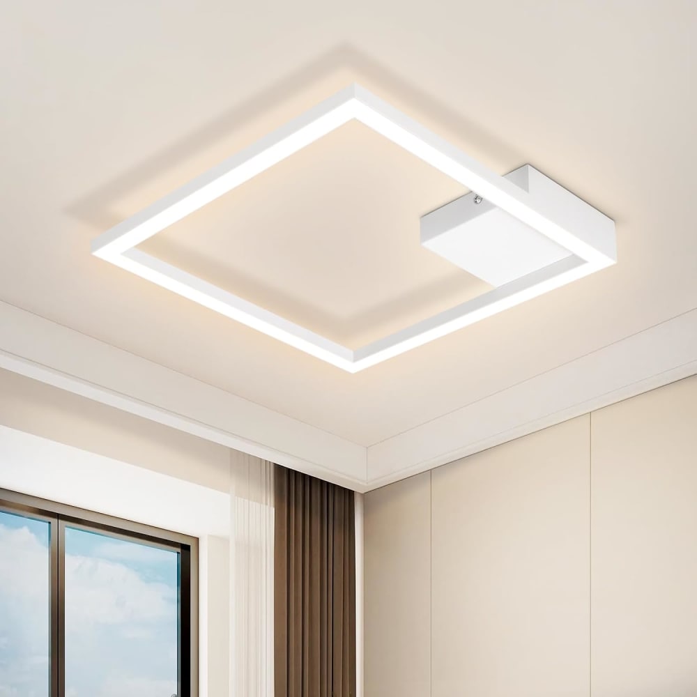 Plafonnier en fer aluminium blanc 29.4x29.4x3.8cm led 3000k 12w — vue 3