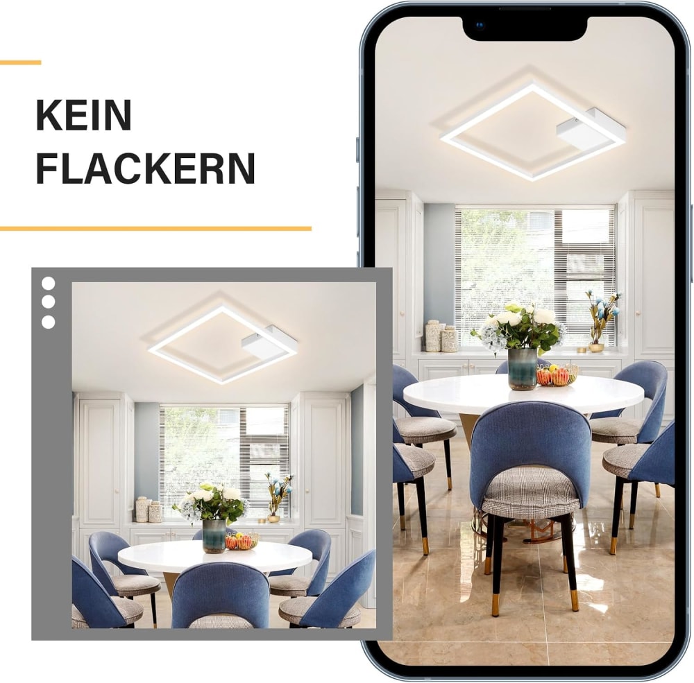 Plafonnier en fer aluminium blanc 29.4x29.4x3.8cm led 3000k 12w — vue 4