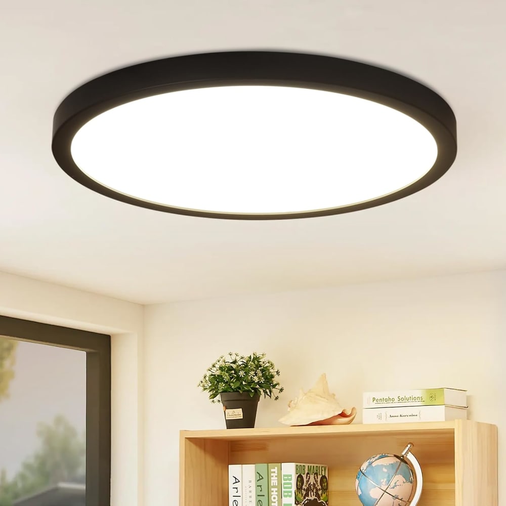 Plafonnier en plastique noir 23x23x2cm led 4000k 24w — vue 3
