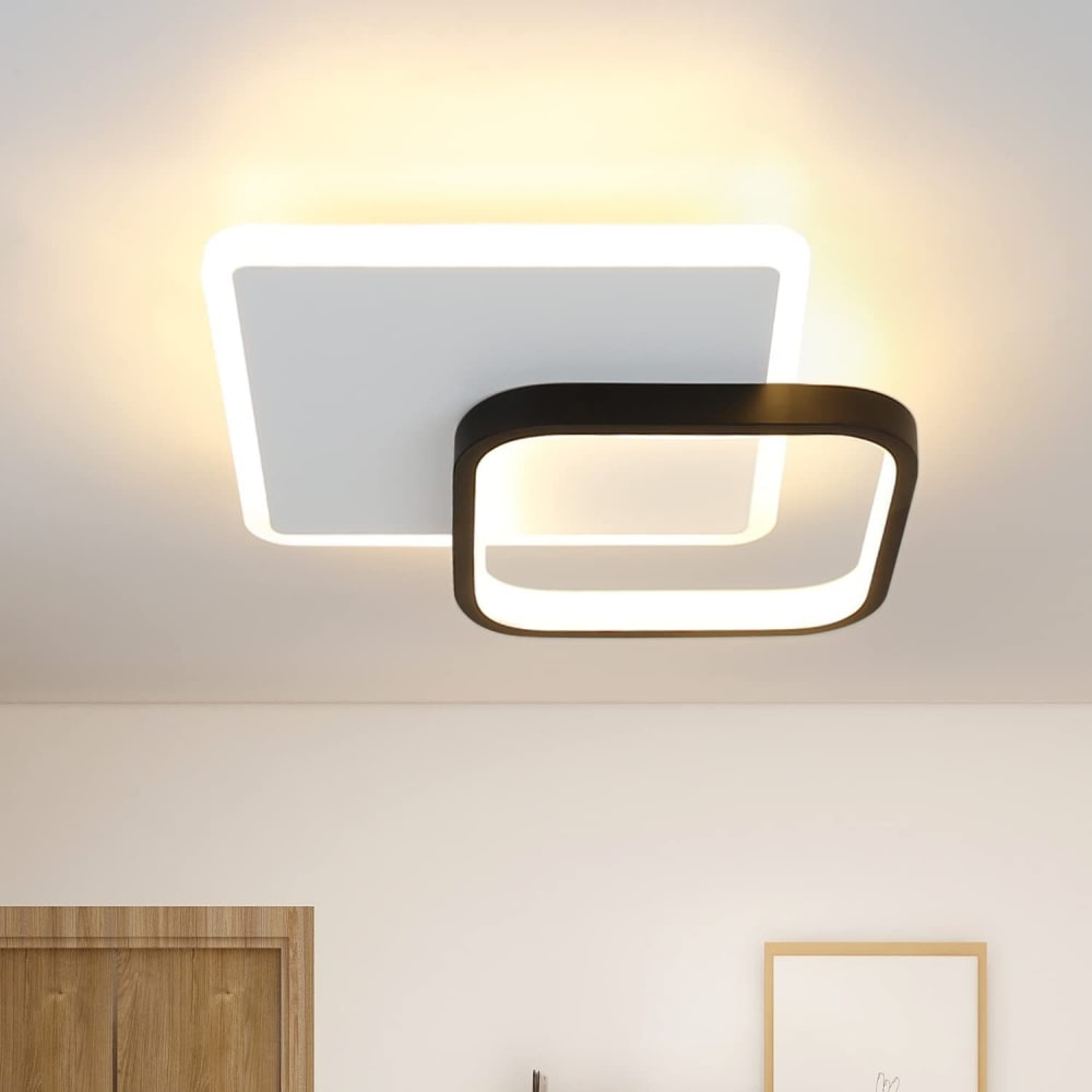 Plafonnier en plastique noir 24x24x6cm led 3000k 15w — vue 3