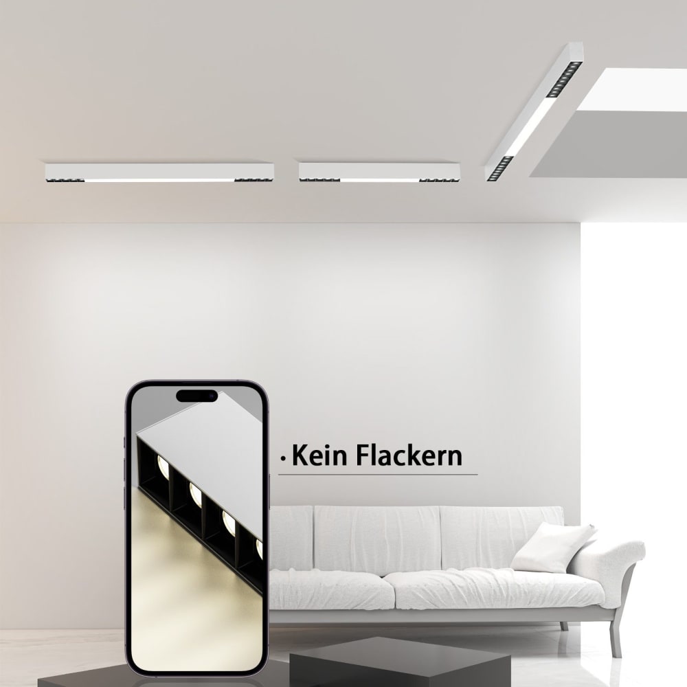 Plafonnier en aluminium blanc 80x5.2x3.3cm led intensité variable 25w — vue 4